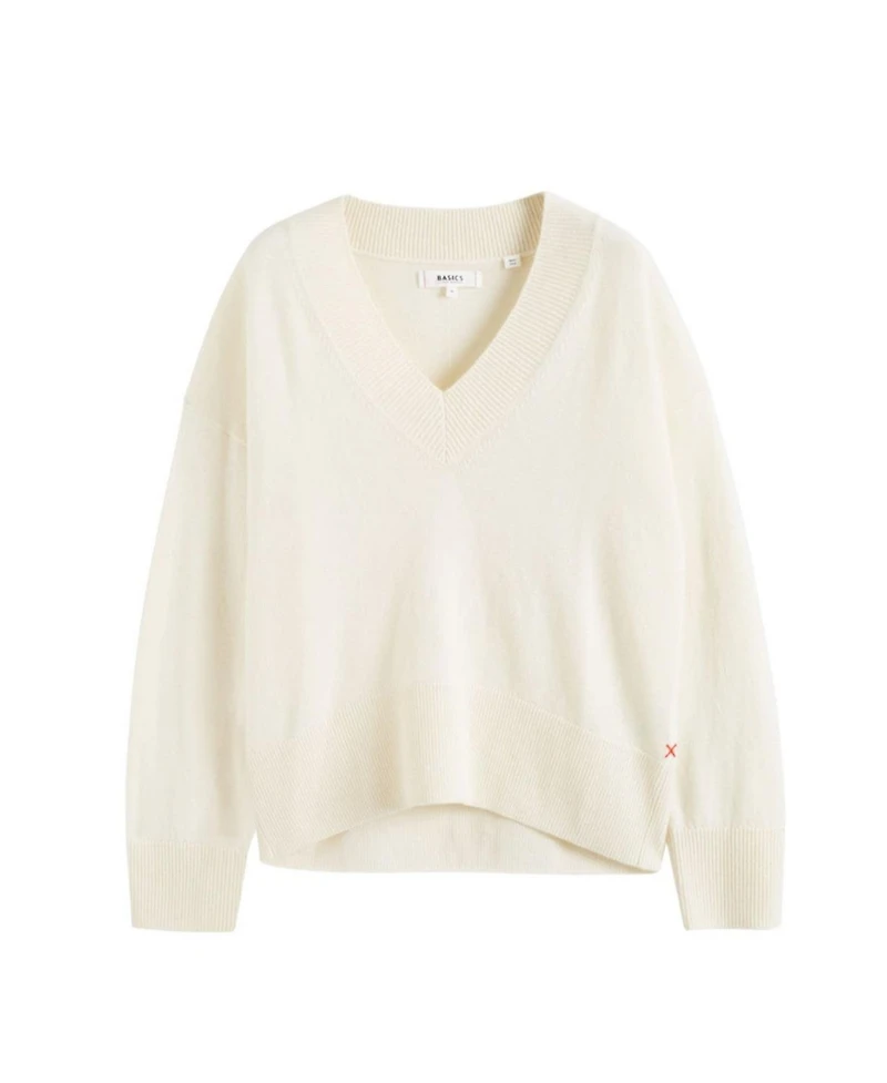 Chinti & Parker Women's V Neck Wool Cashmere Slouchy Lightweight Sweater