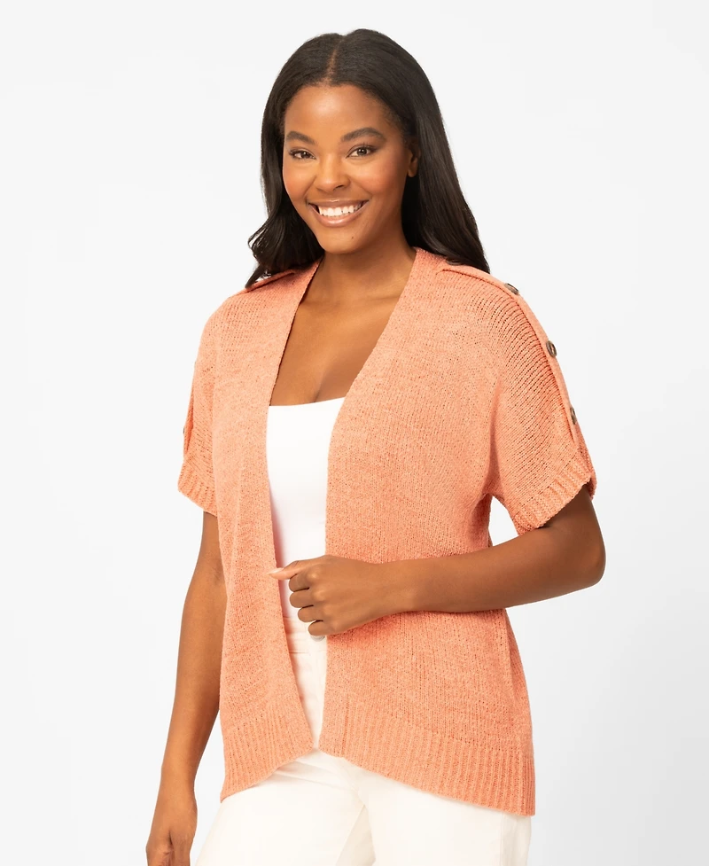 Melissa Paige Petite Button Shoulder Flyaway Cardigan Sweater