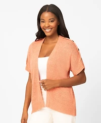Melissa Paige Petite Button Shoulder Flyaway Cardigan Sweater