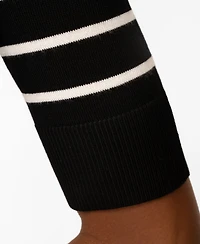 Melissa Paige Petite Striped Crew-Neck Elbow-Sleeve Sweater