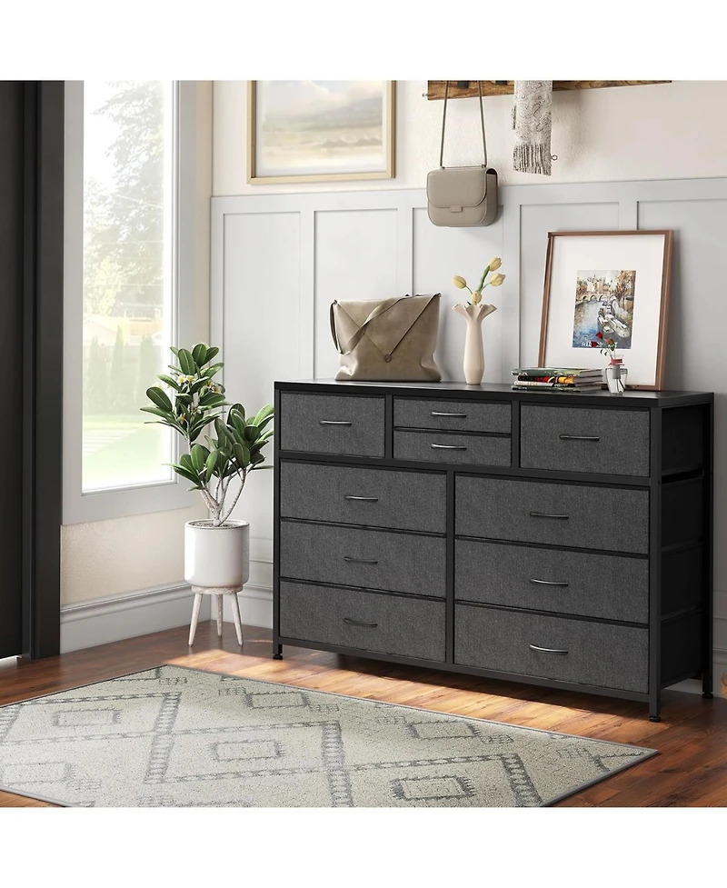 gaomon 10 Drawers Fabric Dressers for Bedroom, Modern Chest of Drawers, 45" Wide Tv Stand