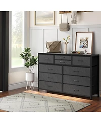 gaomon 10 Drawers Fabric Dressers for Bedroom, Modern Chest of Drawers, 45" Wide Tv Stand