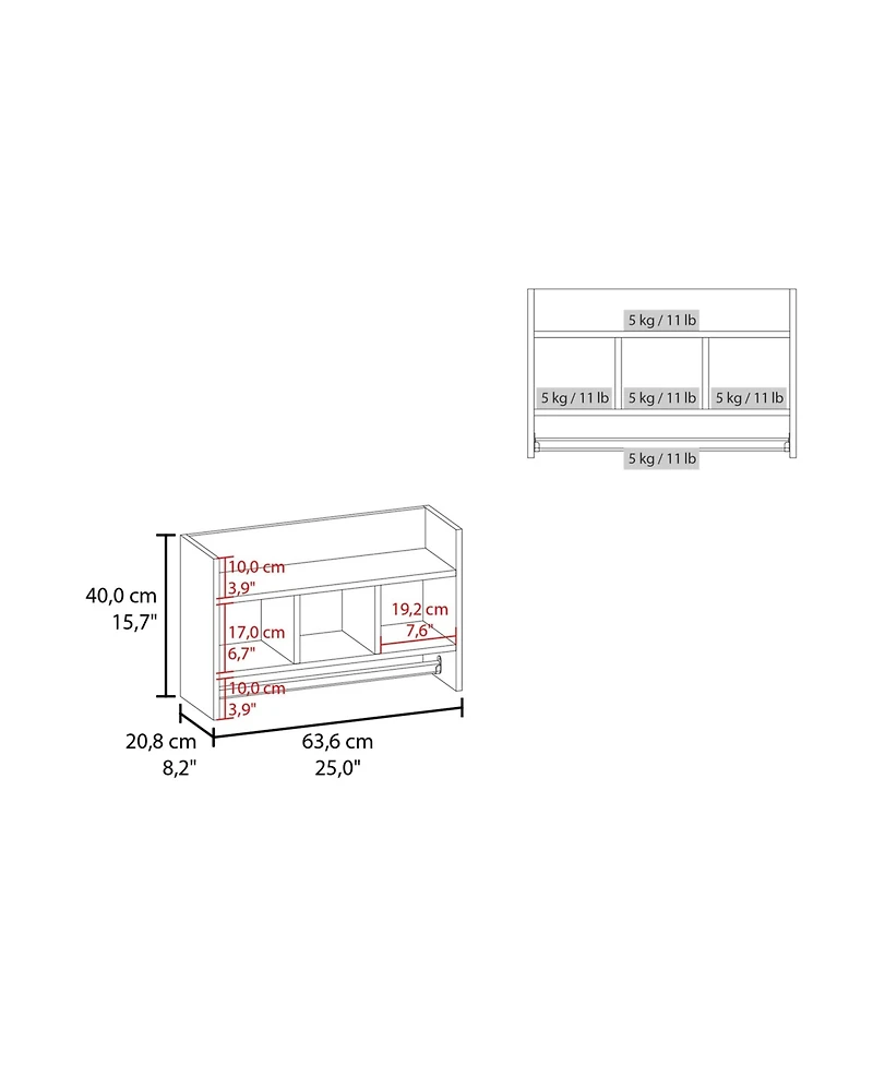 Franklin Bath Shelf with Towel Bar, Open Shelves, and Storage Space for Bathroom Items
