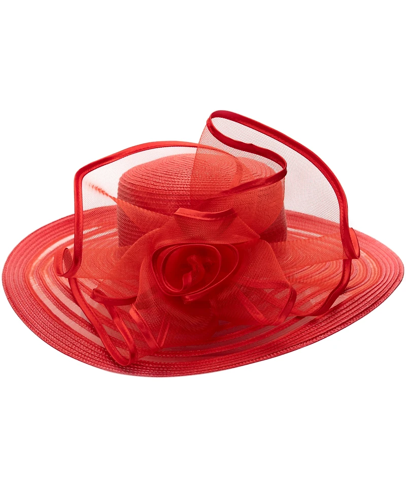 August Hats Sheer Widebrim Rosette Hat