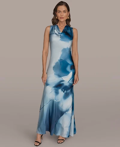 Donna Karan New York Women's Cowl Neck Floral Gown