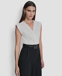 Dkny Women's Surplice Neck Straight Ankle Jumpsuit