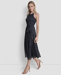 Dkny Women's Halter Fit And Flare Sleeveless Maxi Dress