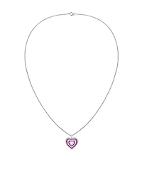 Macy's Lab Grown Ruby & Lab Grown White Sapphire Heart Pendant Necklace in Sterling Silver