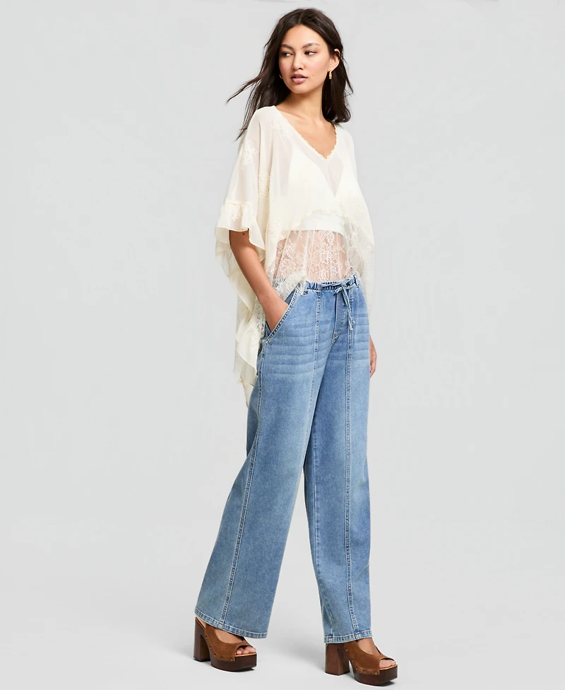 And Now This Women's Tie-Waist Drapey Jeans, Macy's Exclusive