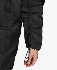 Andrew Marc Women's Emery Luster Down Coat with Faux Fur Collar