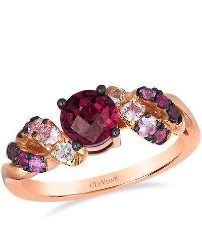 Le Vian Rhodolite (1.10 ct. t.w.), Pink Sapphire (0.36 ct. t.w.) and White Sapphire (0.08 ct. t.w.) Ombre Ring in 14k Strawberry Gold
