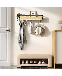 Yigii Wall Coat Rack with 5 Hooks & Shelf for Entryway, Hallway, Living Room