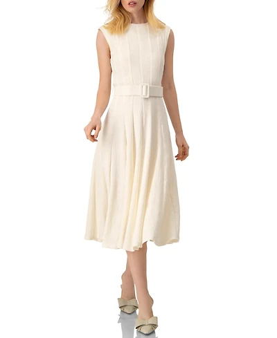 Ivonne Women's Sleeveless Midi Dress with Belt