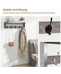Yigii Grey 24" Wall Coat Rack with Shelf - Modern Design for Entryway, Hallway, Bathroom
