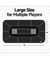 Gse Games & Sports Expert 70" x 35" Casino Texas Hold'em Tabletop Layout Mat with Carrying Bag, Non-Slip Rubber Layout Mat