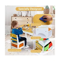 Kinder King 3-in-1 Kids Table and 2 Chairs Set with Storage, Removable Top and Chalkboard for Art, Crafts, and Reading