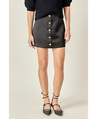 English Factory Women's Heart Detailed Satin Skirt