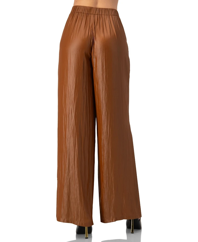 Ivonne Women's Satin Wide-Leg Trousers