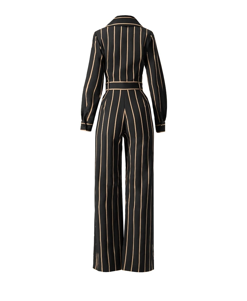 Ivonne Women's Striped Jumpsuit with Side Pockets