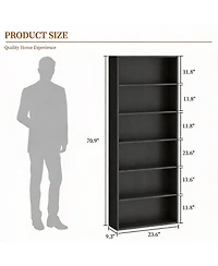 Yigii 6-Tier Wood Bookshelf for Home Office Living Room Bedroom