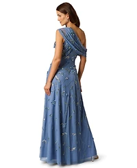 Adrianna Papell Women's One-Shoulder Beaded Ball Gown