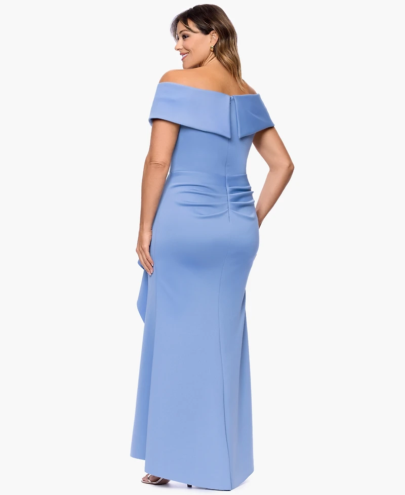 Xscape Plus Off-The-Shoulder Scuba Crepe Gown