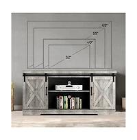 gaomon Farmhouse Tv Stand, Entertainment Center for 65 Inch Media Console Table, Barn Door Stand with Storage