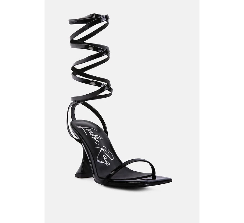Women's Lewk Strappy Tie Up Spool Heel Sandals
