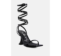 Women's Lewk Strappy Tie Up Spool Heel Sandals
