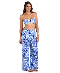 La Blanca Women's Botanical Brocade Wide Leg Cover-Up Swim Pants