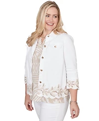 Alfred Dunner Petite Natural WonderLeaf Embroidered Shirt Jacket