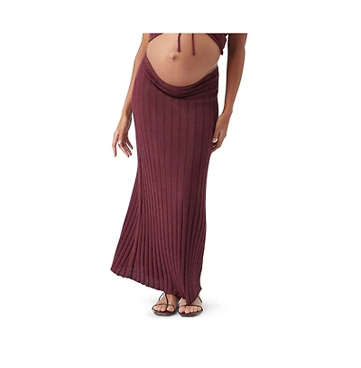 Ripe Maternity Charli Rib Knit Skirt Maroon