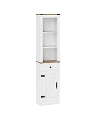 sumyeg 68 Inch Tall Bathroom Storage Cabinet with Barn Door and Drawer Organizer