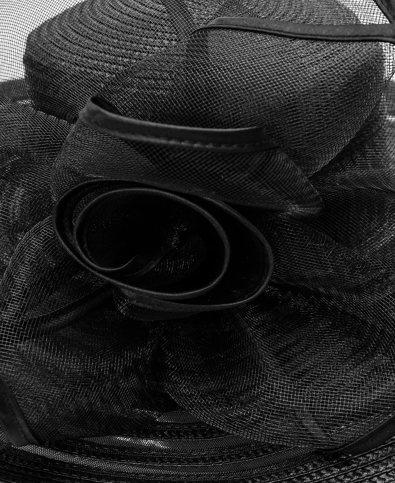 August Hats Sheer Widebrim Rosette Hat