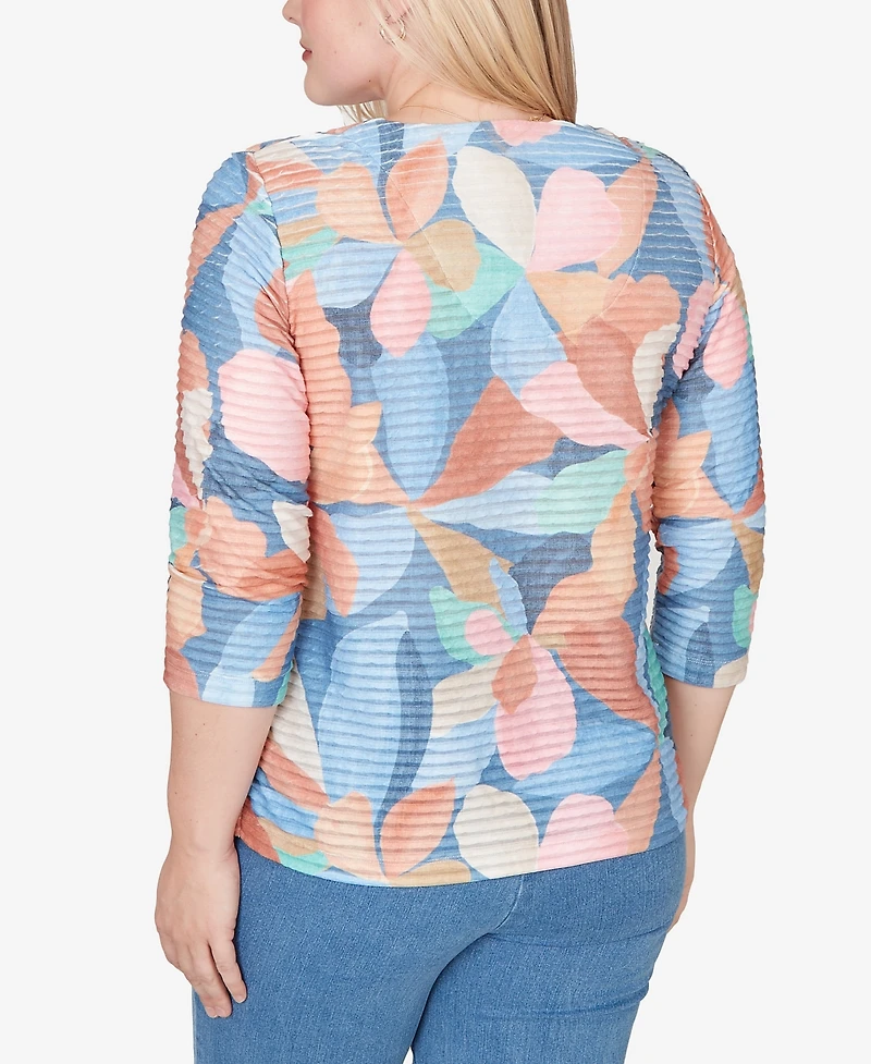 Alfred Dunner Petite Beachcomber Abstract Floral V-Neck Top