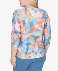 Alfred Dunner Petite Beachcomber Abstract Floral V-Neck Top