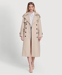 Avec Les Filles Women's Double Breasted Maxi Trench Coat