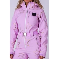 Women's Pink with Stars Chic Ski Suit
