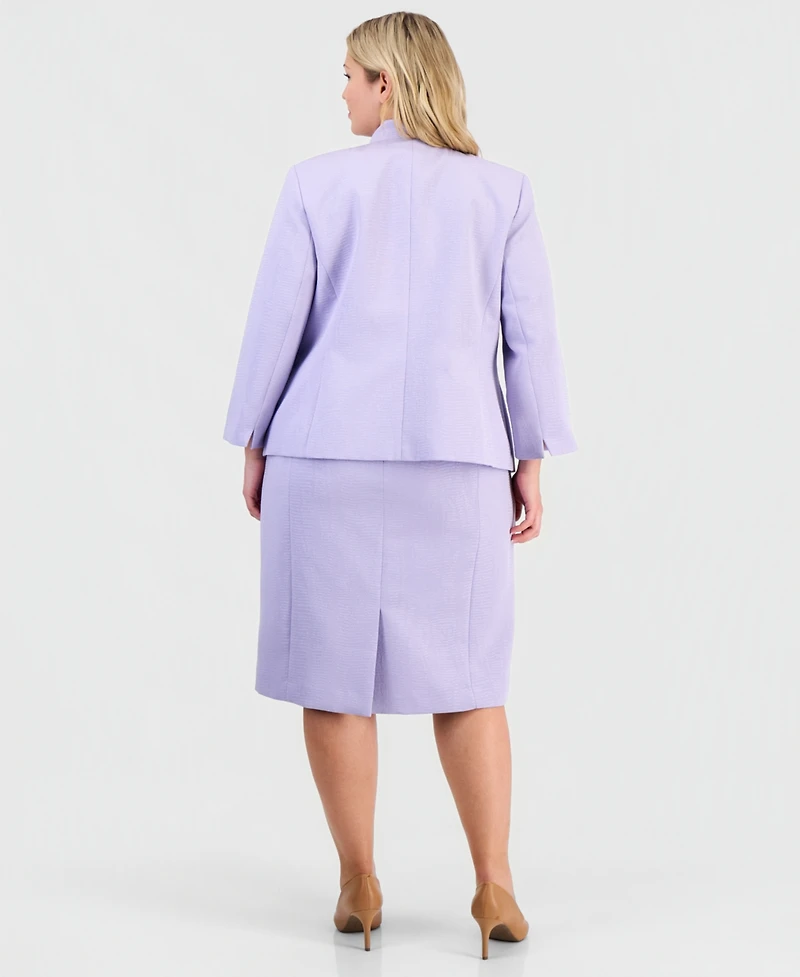 Le Suit Plus Jacquard Open-Front Jacket Dress