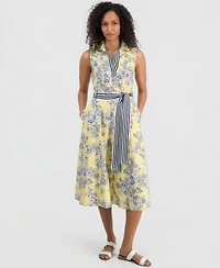Nautica Women's Toile Floral-Print Sleeveless A-Line Dress