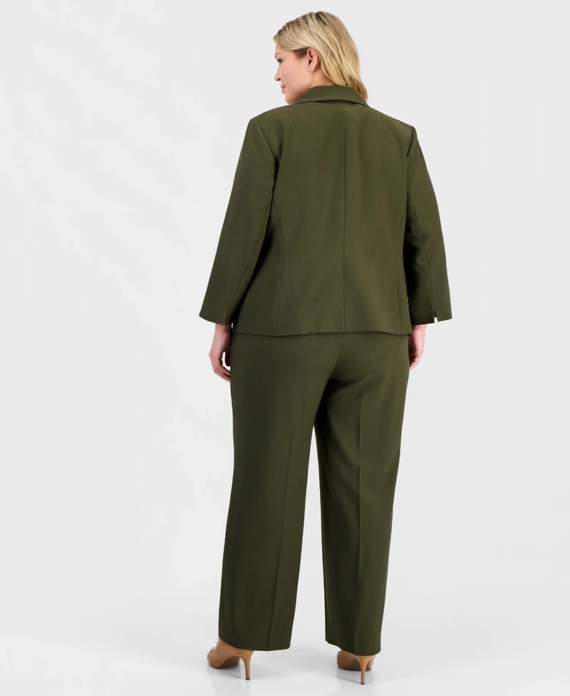 Le Suit Plus One-Button 3/4-Sleeve Pantsuit
