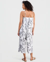Nautica Women's Toile Garden-Printed Sleeveless Cropped Jumpsuit
