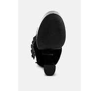 London Rag Women's Sundra Floral Applique Platform Heeled Boots