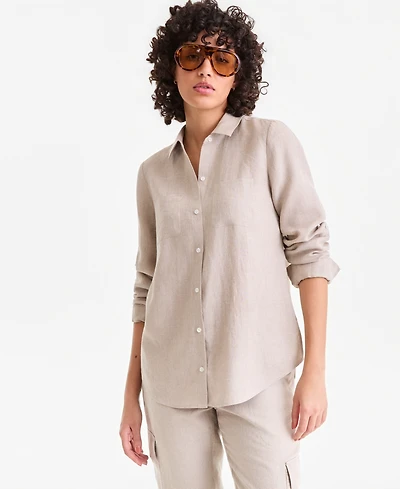 Charter Club Petite 100% Linen Button-Front Shirt, Created for Macy's