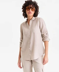 Charter Club Petite 100% Linen Button-Front Shirt, Created for Macy's
