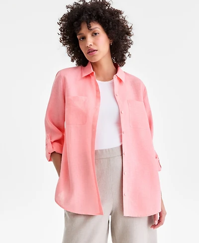Charter Club Petite 100% Linen Button-Front Shirt, Created for Macy's