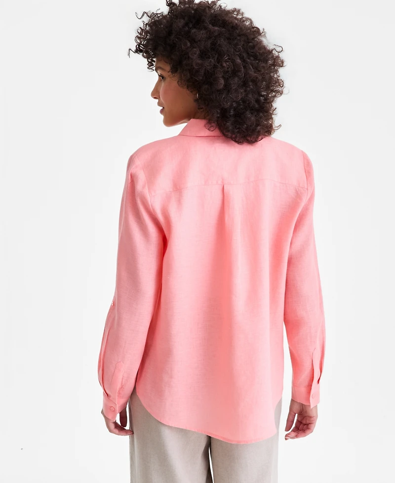 Charter Club Petite 100% Linen Button-Front Shirt, Created for Macy's