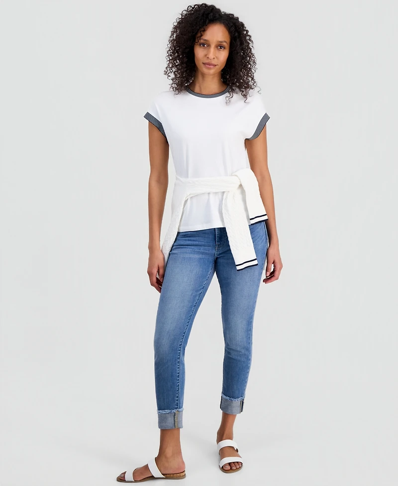 Nautica Women's Striped-Trim Dolman-Sleeve T-Shirt