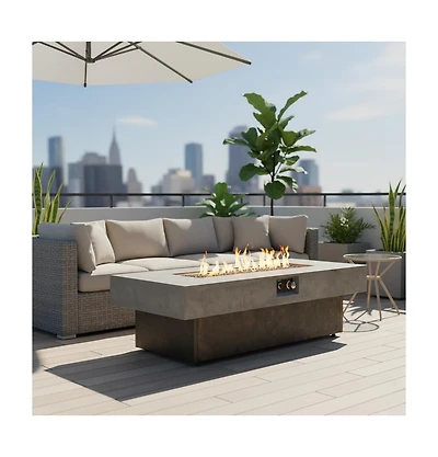 Flynama Tabletop Propane Fire Pit 56 x 23 Inch 50000 Btu Outdoor Fire Pit Table with Three Height Options for Patio Balcony