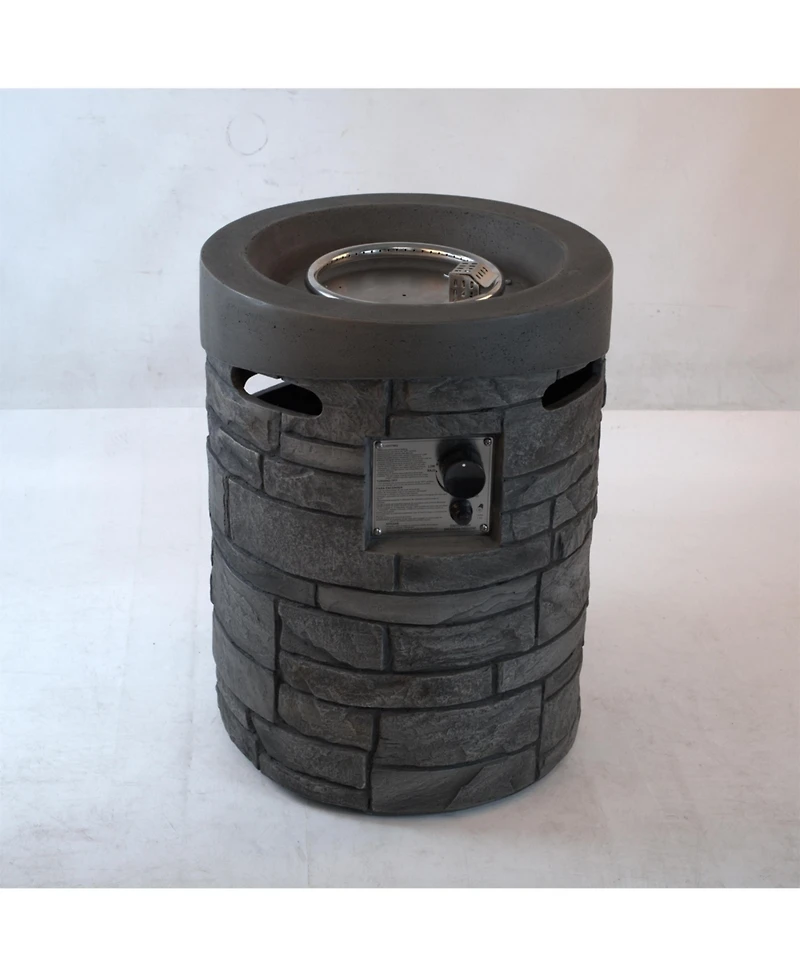 Flynama 20 Inch Round Outdoor Gas Fire Pit 32000 Btu Csa Certified with 2.5kg Lava Stone Rainproof Cover Magnesium Oxide Cultured Stone for Garden